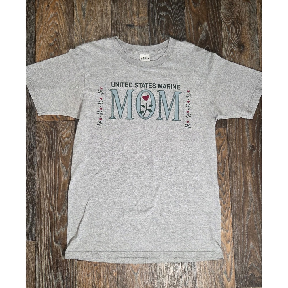 MJ Soffe United States Marine Mom T-Shirt Gray Graphic Tee Made in USA Medium